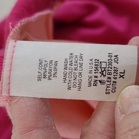 NWT BiBi Pink & Rose Colorblock Short Sleeve Top size XL - Picture 4 of 6